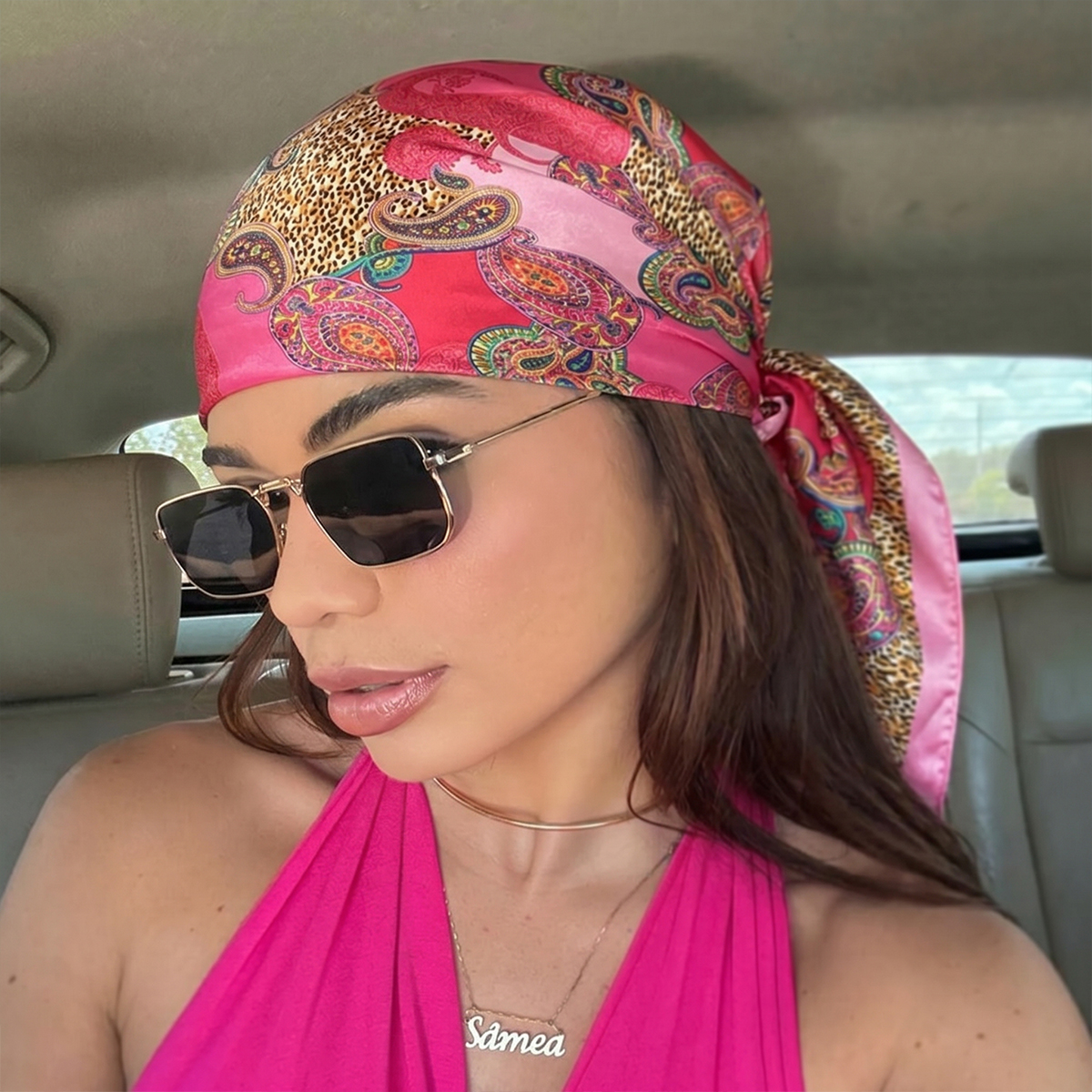 Nouveau Foulard Carré en Soie 90cm pour Femme, Marque de Luxe, Imprimé Satin, Hijab, Écharpe Musulmane, Paréo, Bandana, Châle, Bandeau, Foulard