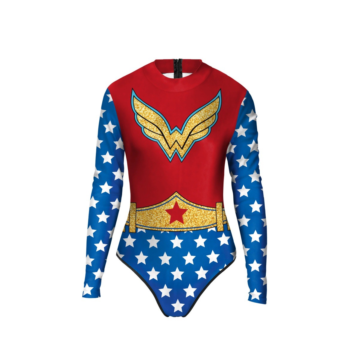Maillot de bain une pièce à manches longues, imprimé super-héros, Costume de Cosplay pour femmes adultes
