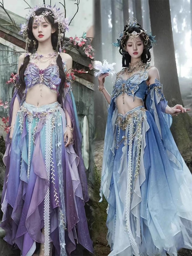 Robe papillon Hanfu, robe de style exotique elfique, robe sirène, jupe de princesse de la région occidentale, robe Han pour filles, costume de fée de la jungle