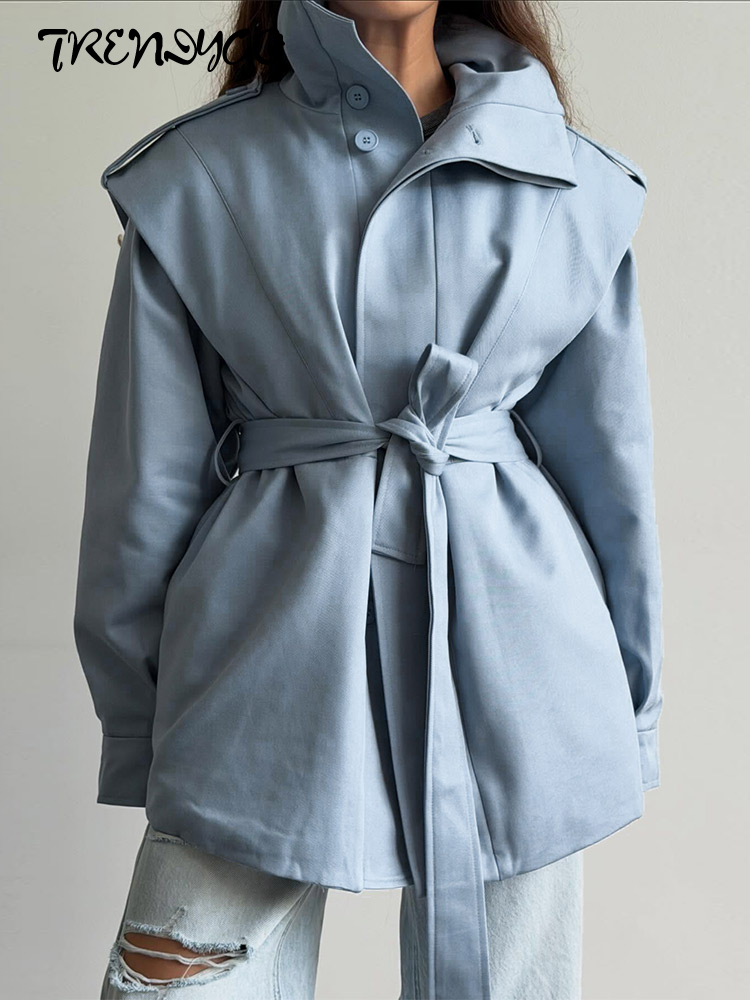 Vestes pour femmes à col montant, manches longues, à lacets, matelassées, d'hiver, unies, amples, chics, nouveaux vêtements d'extérieur