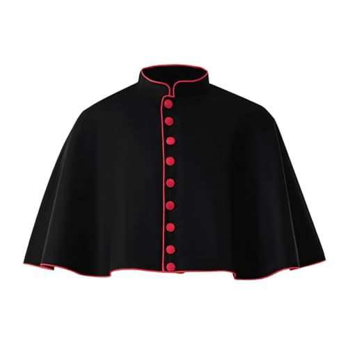 Châle court de prêtre médiéval de la Renaissance à 3 couleurs avec fermeture verticale, cape de cosplay pour festivals