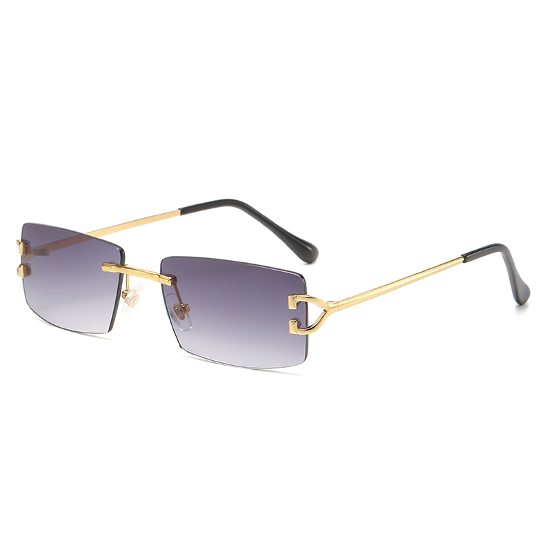 Lunettes de soleil carrées sans monture pour femmes, Europe et états-unis, lunettes modernes à la mode avec lunettes de soleil à la mode street shot