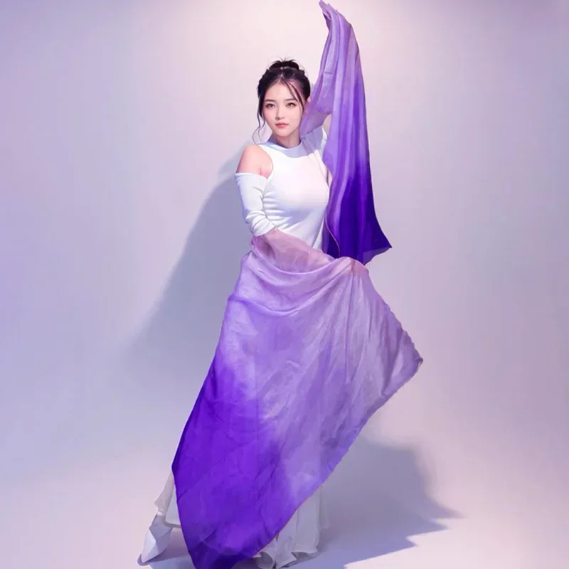 Voiles de danse orientale en soie véritable pour femmes, légers, dégradés, faits à la main, pour adultes