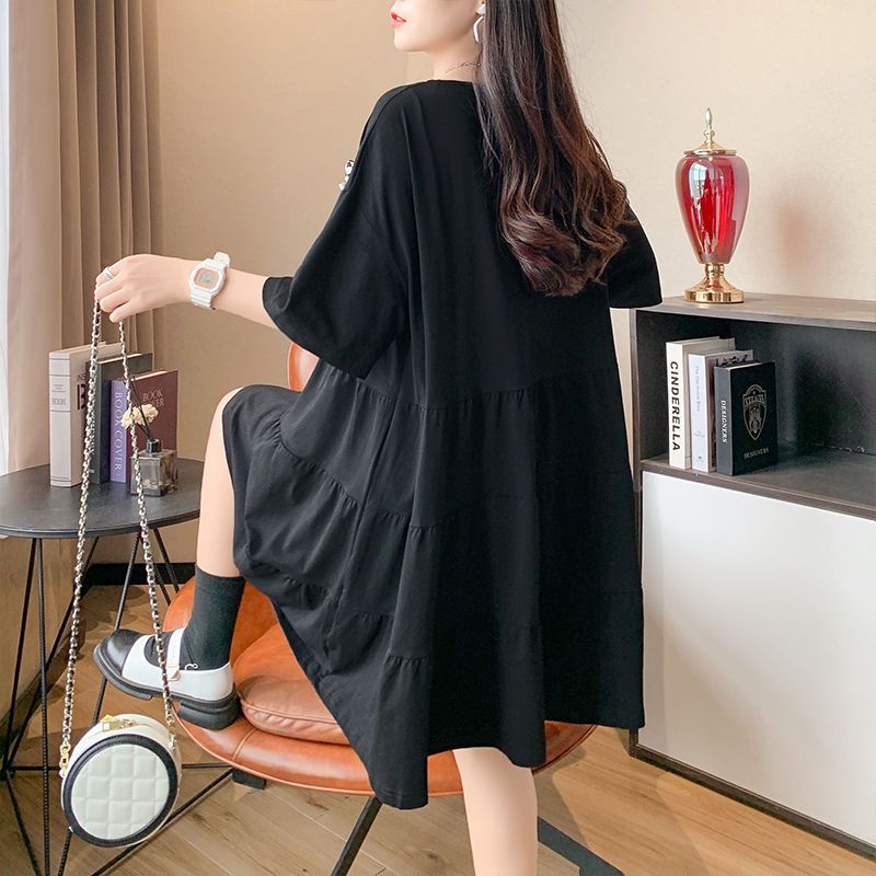 Robe Mi-Longue Décontractée à Col Rond pour Femme, Vêtement avec Lettres Imprimées, Style Coréen, Va avec Tout, Été 2024
