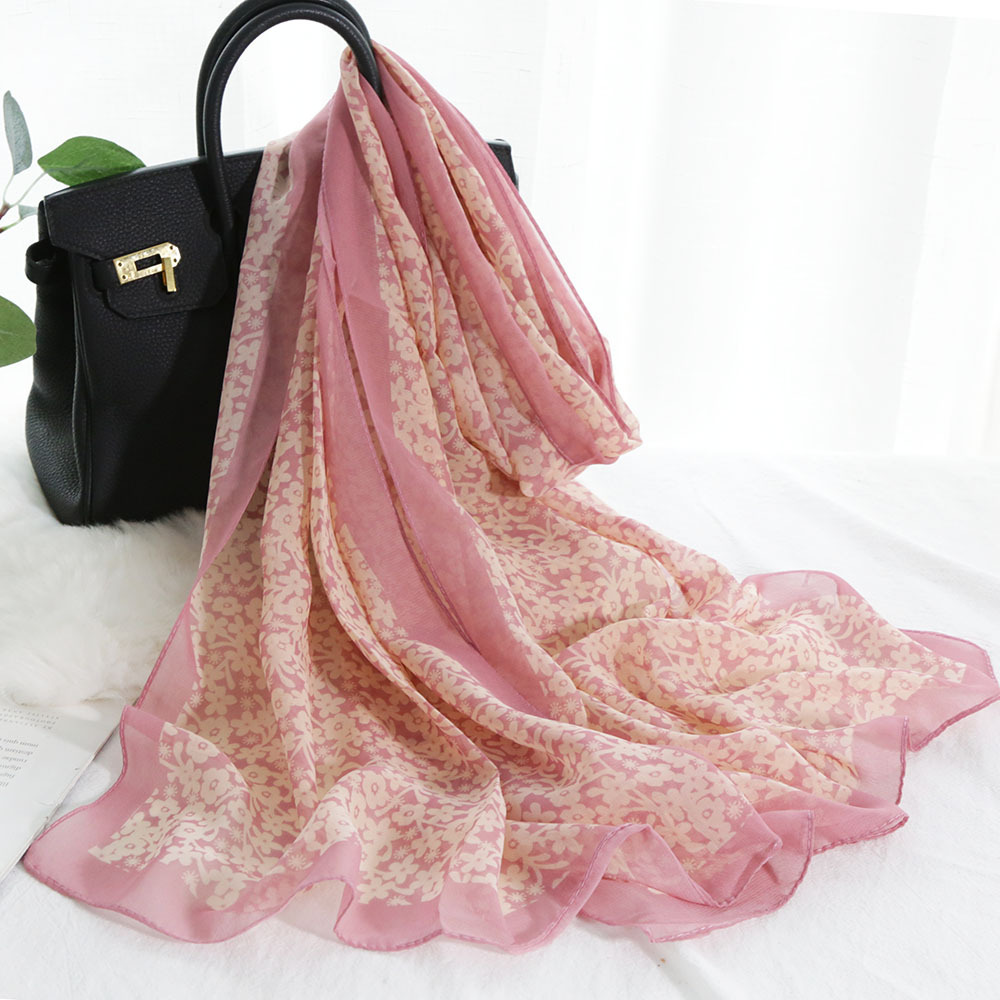 Foulard en mousseline de soie pour femmes, petite fleur, élégant, Bandana, pour voyage d'été, protection solaire, châle Hijab fin