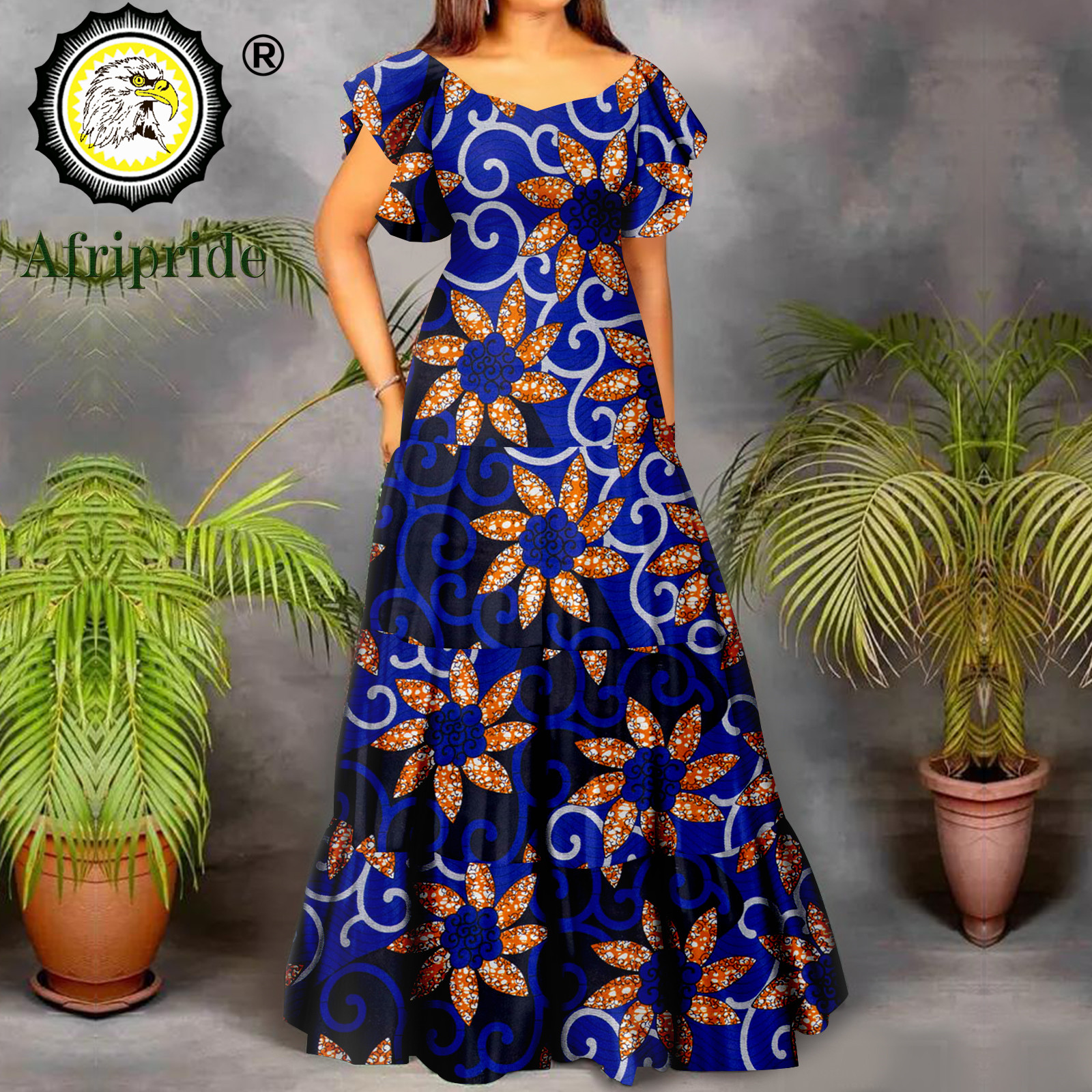 Robe africaine pour femmes, manches courtes, taille haute, Dashiki, tenue imprimée Ankara, Maxi, soirée de mariage, A2225021
