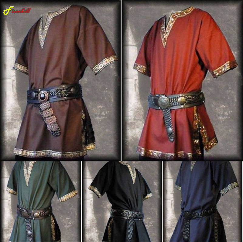 Costumes de Cosplay de la Renaissance Médiévale pour Homme, Tunique de Noble, Viking, Aristocrate, oral alier, Kokor, Halloween, Sans Ceinture