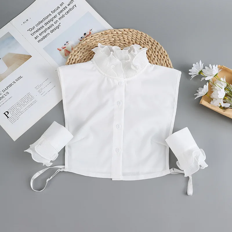 Chemise de Style coréen pour femmes, faux col, hauts épaules détachables, col à revers pour filles