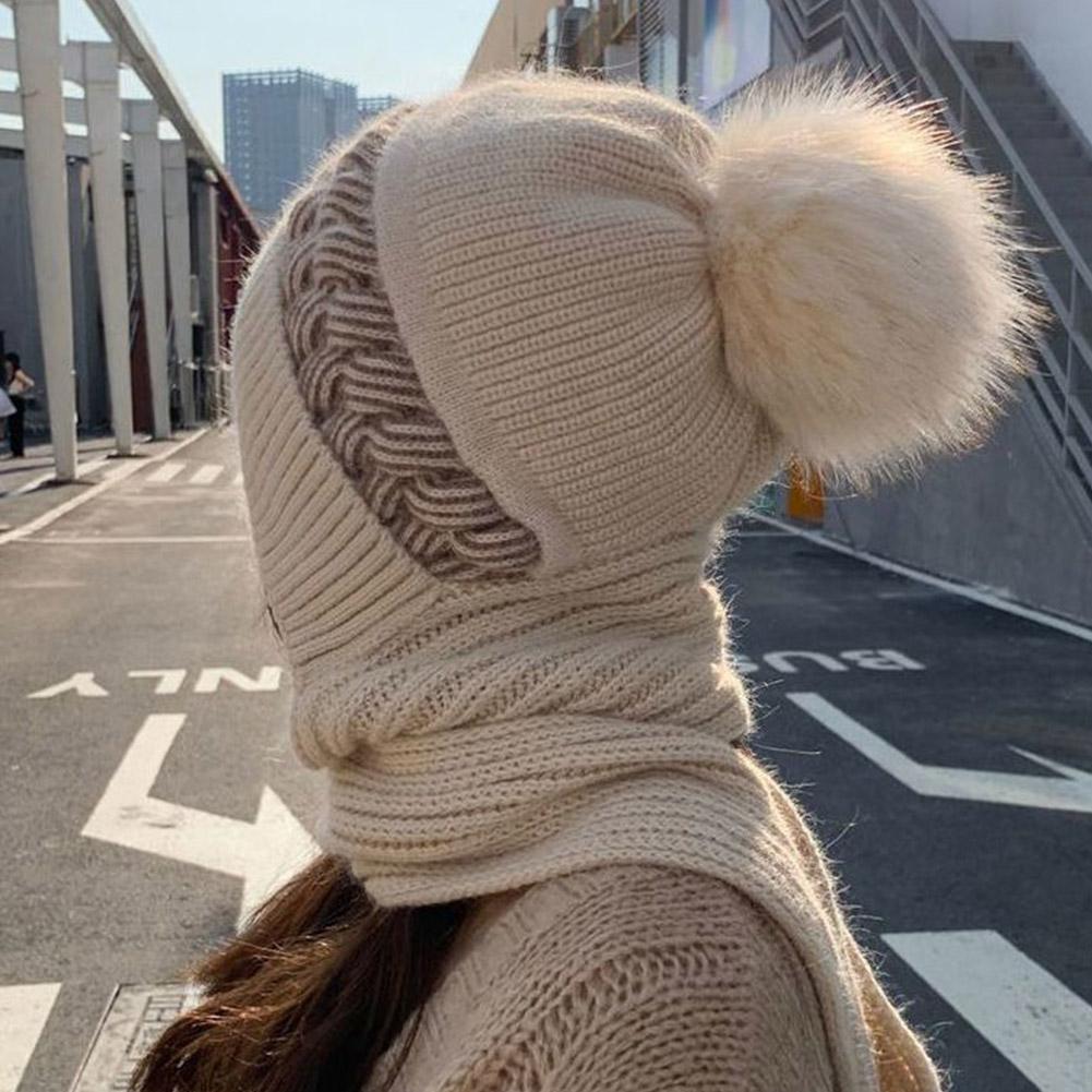 Chapeau tricoté pour femmes, Double chaud, rembourré, épais, écharpe, une laine, filet à tricoter, vent rouge et bonnets de neige, hiver