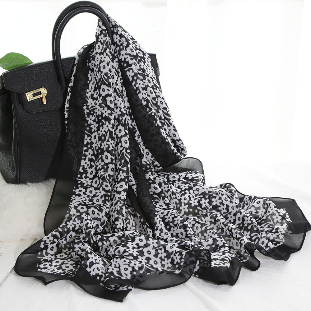 Foulard en mousseline de soie pour femmes, petite fleur, élégant, Bandana, pour voyage d'été, protection solaire, châle Hijab fin