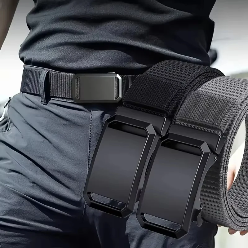 Ceinture à boucle automatique neuve, ceinture en toile tactique pour vêtements de travail, décontractée, pour l'extérieur, l'entraînement militaire, pour hommes