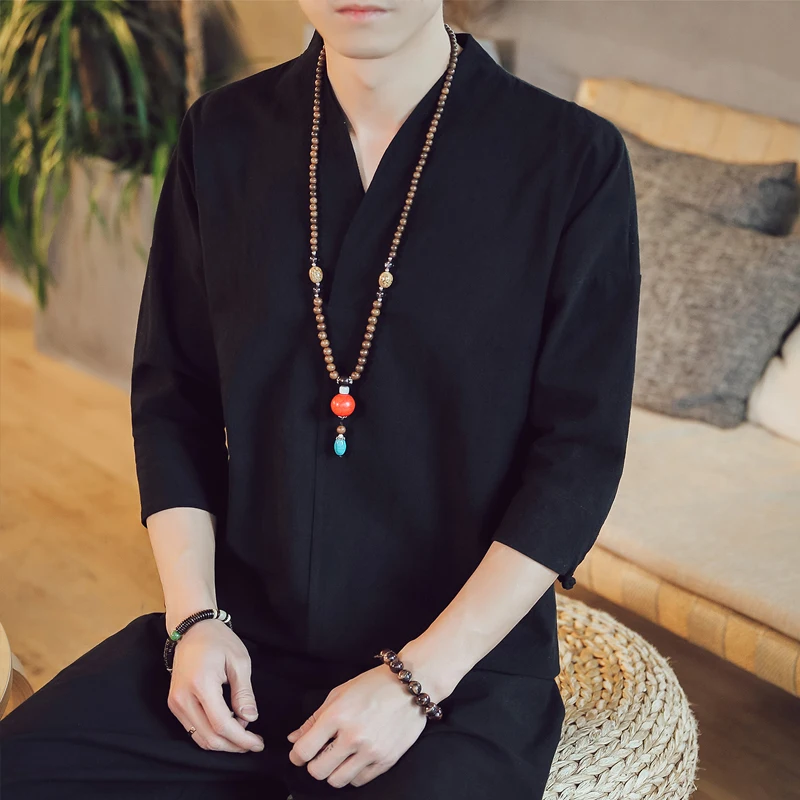 Kimono d'Été à Manches Courtes pour Homme, Vêtement en Coton et Lin Respirant, Style Japonais, Nouveauté