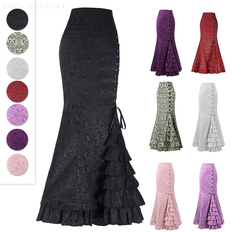 Jupes longues femmes Punk queue de poisson jupe Vintage gothique nouveau tempérament taille haute Goth jupe Festival tenue de fête femme vêtements