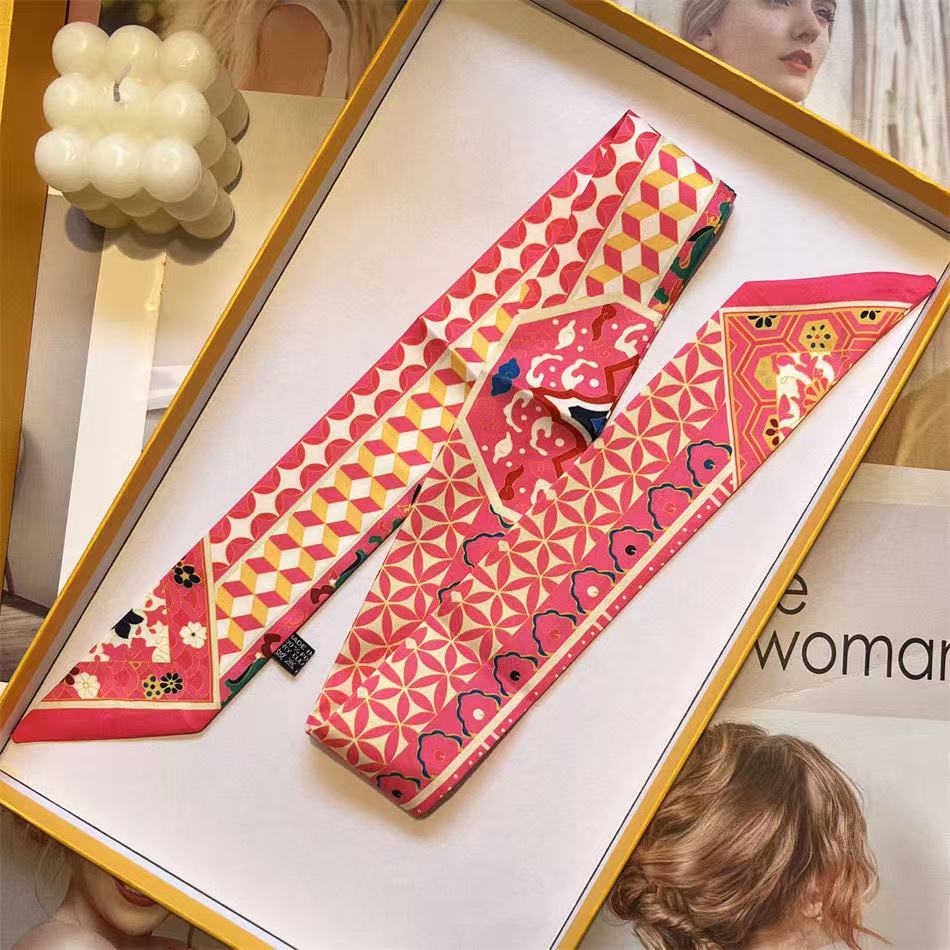Chaud Long français Double face fleur de cajou sergé foulard en soie foulard de cou ruban multifonctionnel chemise écharpe en gros 5*90 cm