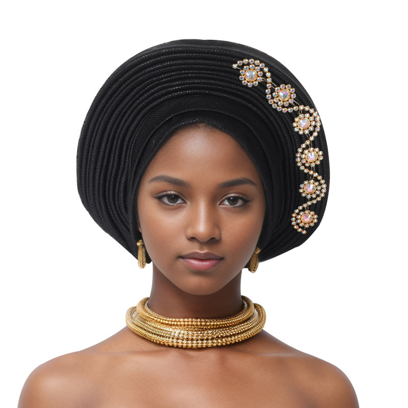 Geles de mariage nigérian, couvre-chef africain, Turbans Auto Gele pour femmes, tissu Aso Oke, couvre-chef musulman, couvre-chef féminin