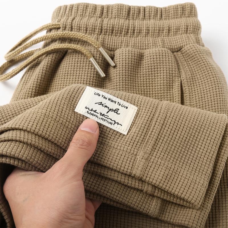 Short d'été ample américain décontracté pour hommes, motif gaufré, kaki