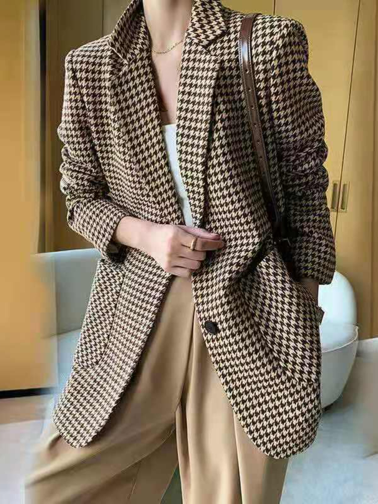 Blazer surdimensionné pour femme avec ceinture à carreaux, veste élégante pour femme, vêtements décontractés, mode coréenne, CombChic, automne, nouveau au bureau