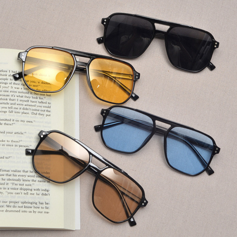 Lunettes de soleil vintage pour hommes et femmes, grandes lunettes carrées de marque, unisexes, verres noirs, lunettes de soleil pour hommes et femmes, UV400