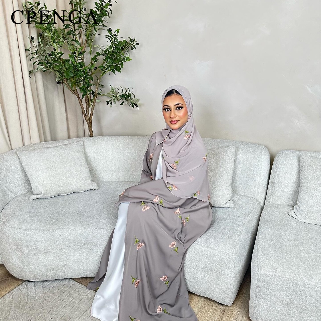 Cardigan brodé à fleurs du moyen-orient pour femmes musulmanes Eid dubaï Robe Abaya modeste avec Hijab Islam turquie Jalabiya Robe