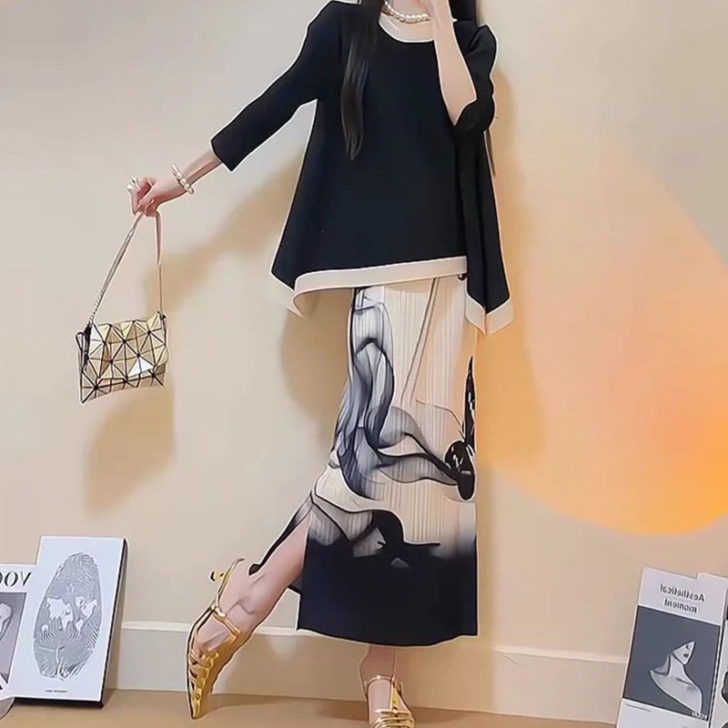 Robe imprimée à l'encre noire de luxe Joker, jupe deux pièces, costume avancé, mode et loisirs, été, nouveau