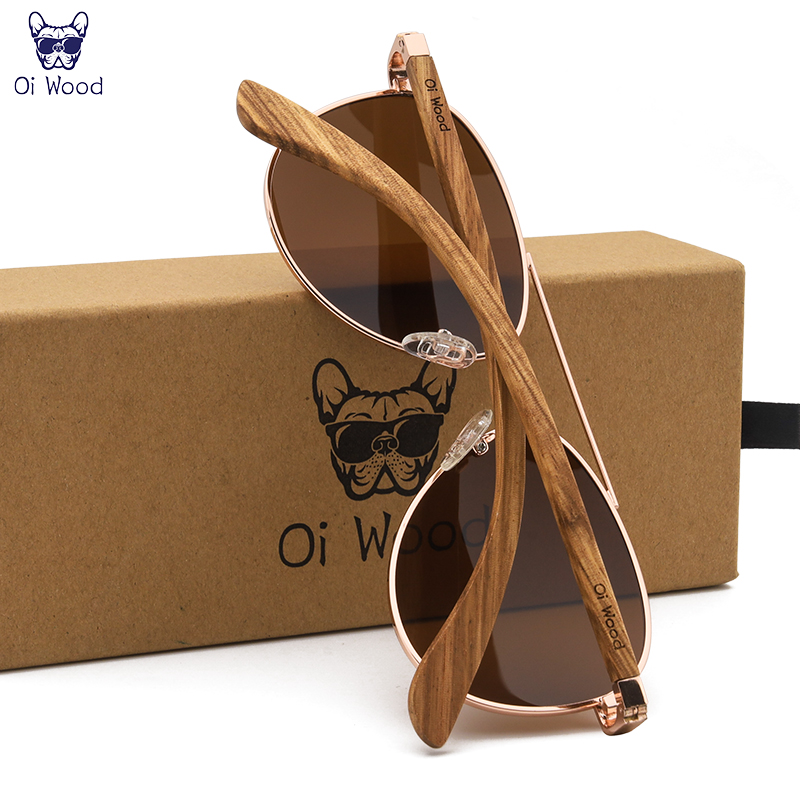 Oi bois lunettes de soleil pilote lunettes de soleil hommes femmes lunettes polarisées bleu Uv400 lentille
