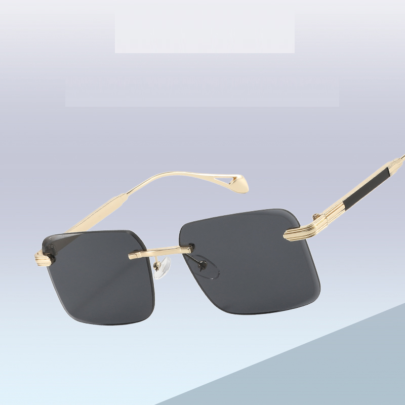 Lunettes de soleil carrées en métal de luxe pour hommes, femmes, unisexe, lunettes de soleil de créateur, sans monture, lunettes de soleil unisexes, protection UV400