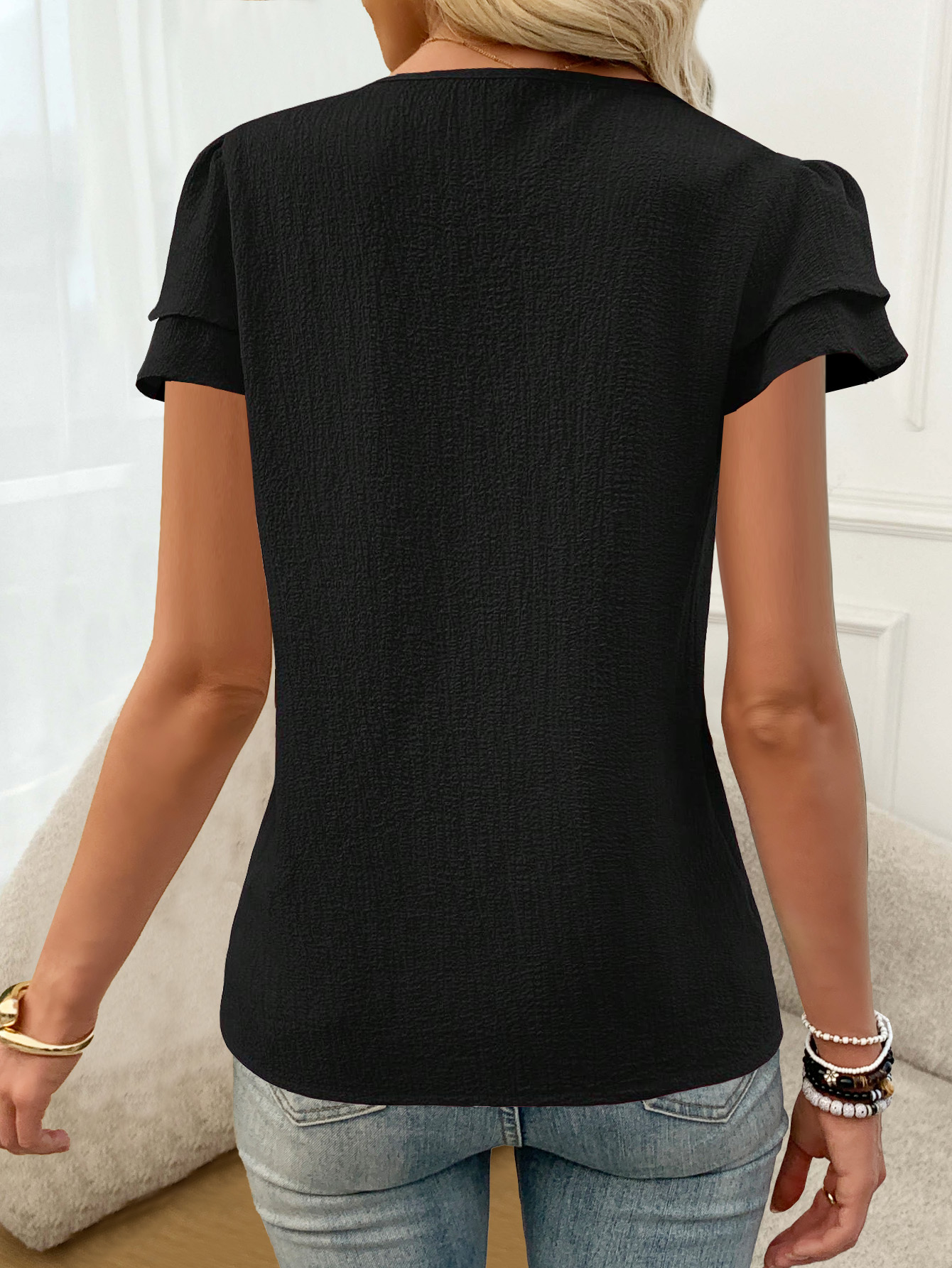 Tempérament ample femme chemise mode blouse décontractée élégant à manches courtes femme chemise vacances week-end haut