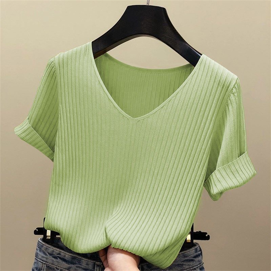 2026 Chemisier d'été femmes Blusas Mujer De Moda Verano chemisier à manches courtes col en v tricoté Blouse chemise hauts femmes Blusas