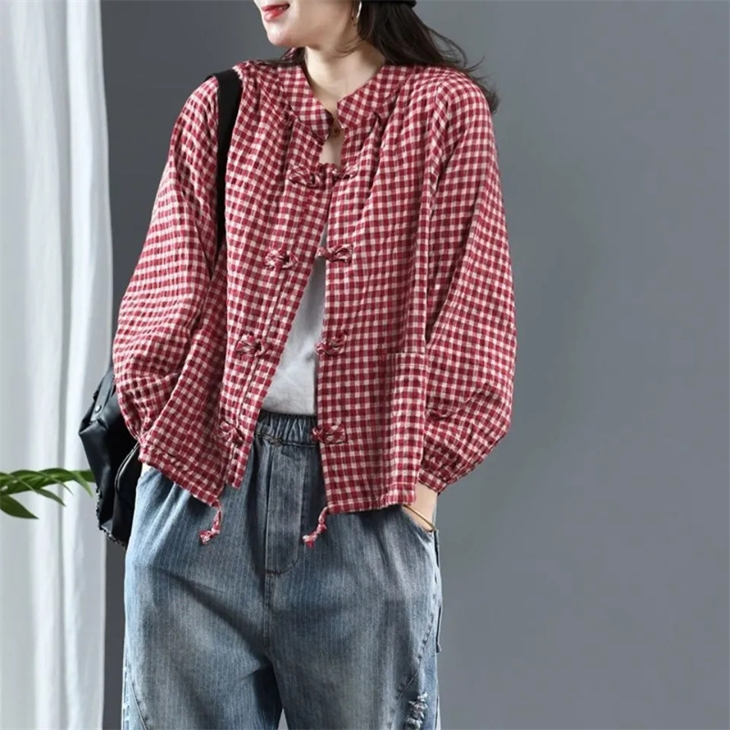 Dames mode coton lin chemises vêtements d'extérieur rétro femmes haut de gamme blouse décontractée veste printemps automne femme manches longues hauts manteau