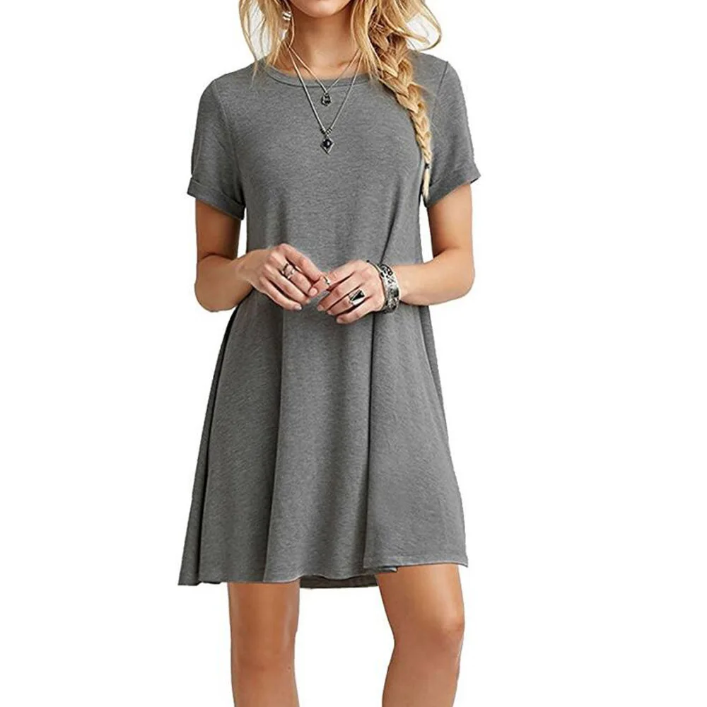 Mini robe bohème brodée personnalisée pour femmes, robes de plage Boho décontractées, robe de soirée à col rond, mini robe d'été à manches courtes