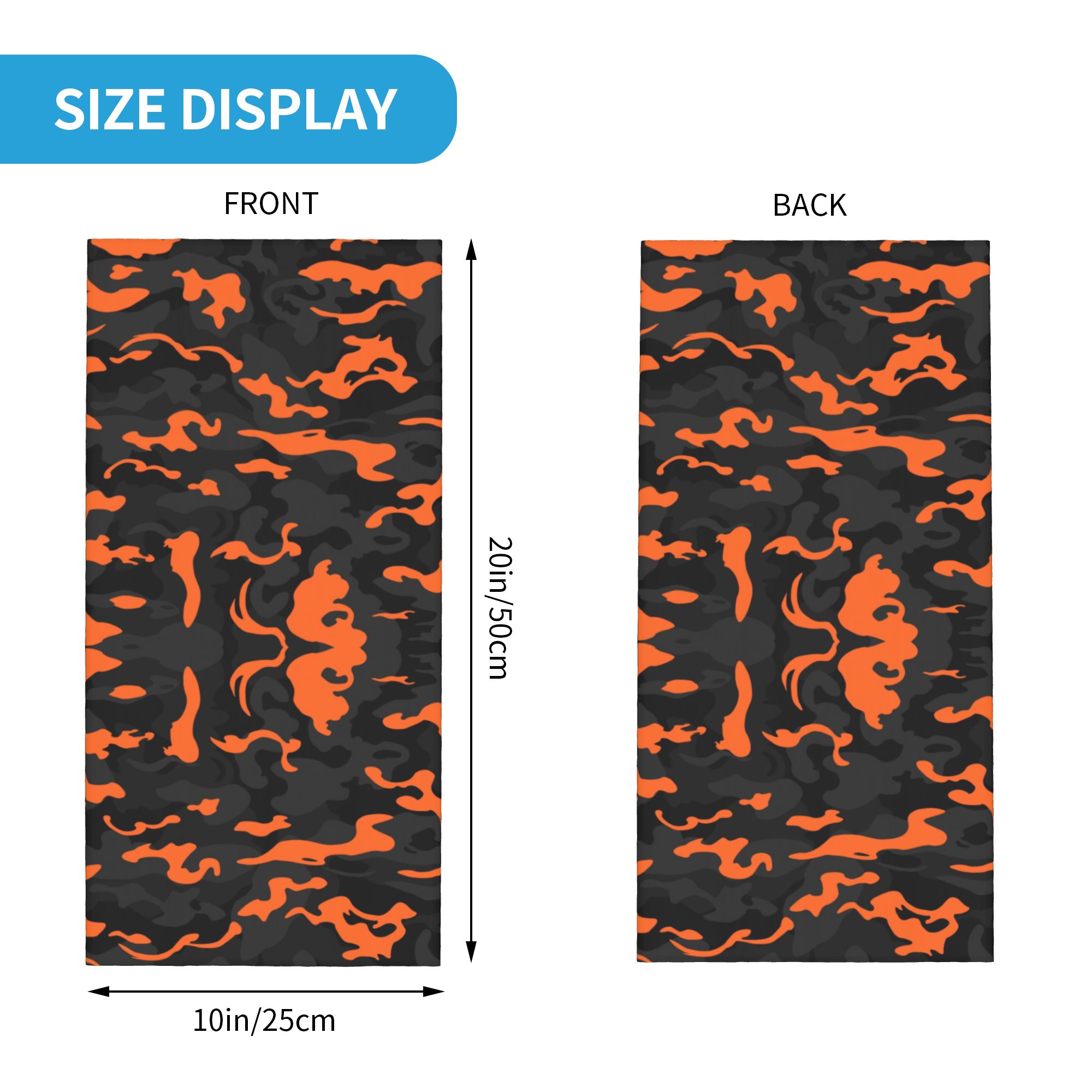 Cache-cou Bandana de Camouflage noir et Orange, Style Camouflage personnalisé, pour randonnée, course à pied, écharpe enveloppante pour hommes et femmes, bandeau plus chaud