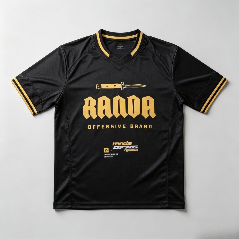 Maillot de football Hip Hop RANDA OFFENSIVE, T-shirt imprimé graphique, col en V, manches courtes, streetwear, t-shirt en maille sportive, hauts décontractés unisexe