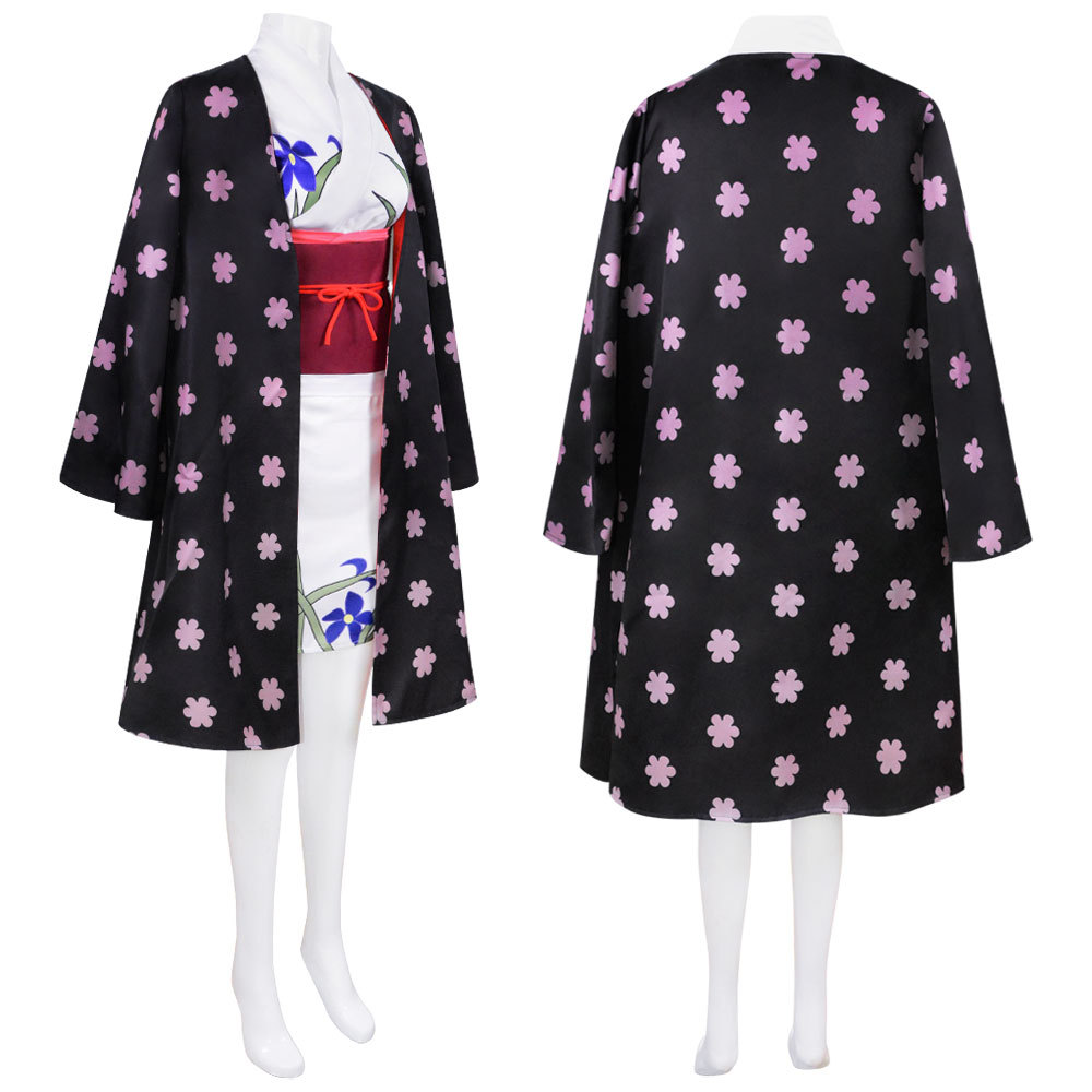 Costume de cosplay Nico Robin pour femme, ensemble kimono floral et cape du pays de Wano