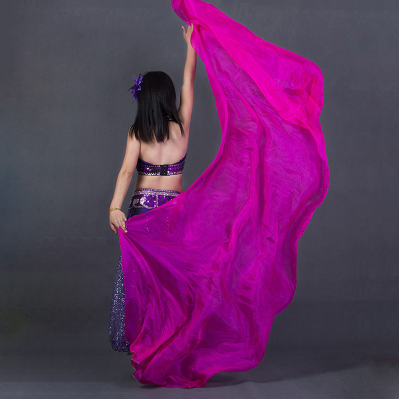 100% soie Performance danse couleur unie Texture claire voile châles femmes écharpe Costumes accessoires danse du ventre voiles 250 cm x 110 cm