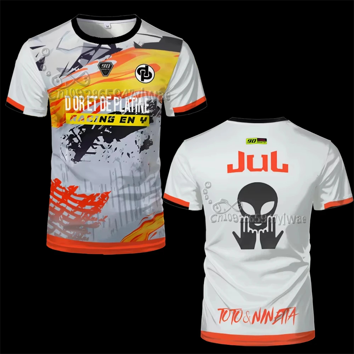 Maillot de football JUL TOTO et Ninetta pour hommes et femmes, T-shirts tendance imprimés culture rap, respirant, pour couple