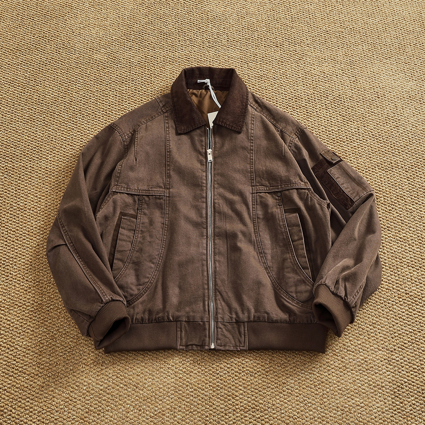 Nouvelle veste cargo en velours côtelé pour homme, style rétro américain, épaisse, avec col contrastant, effet vieilli, revers, décontractée, collection automne