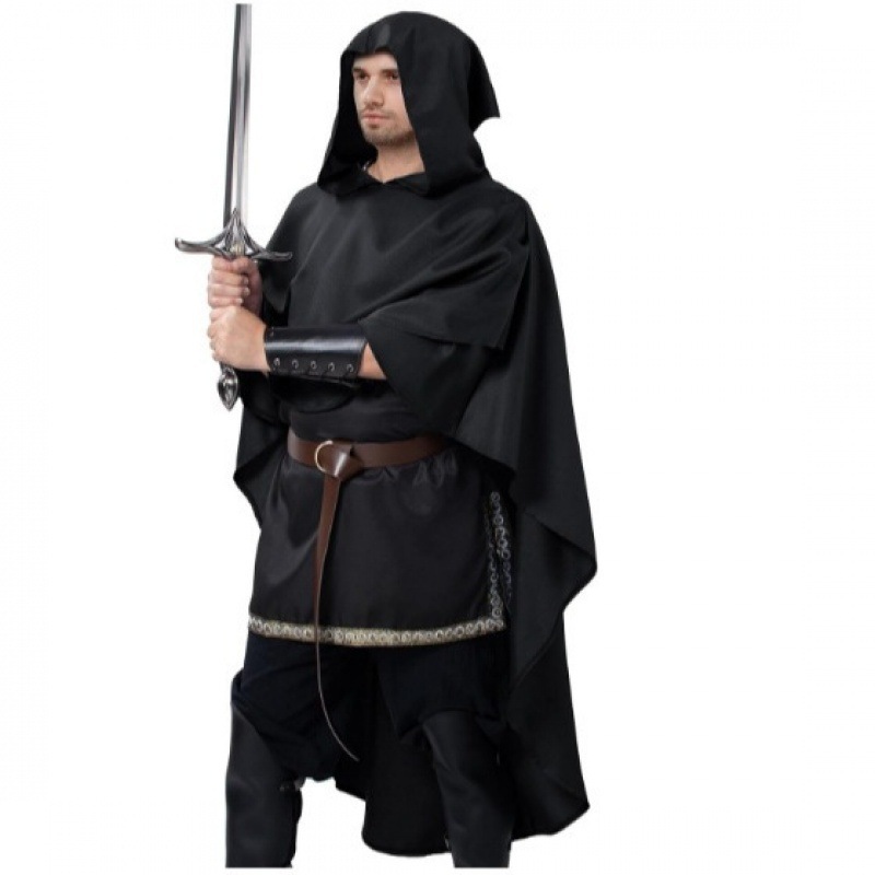 Poncho gothique pour homme, robe à capuche, cape de capot, costume de sorcière, robe ronde adulte, sorcier, moine médiéval, croisé, Everak, Halloween