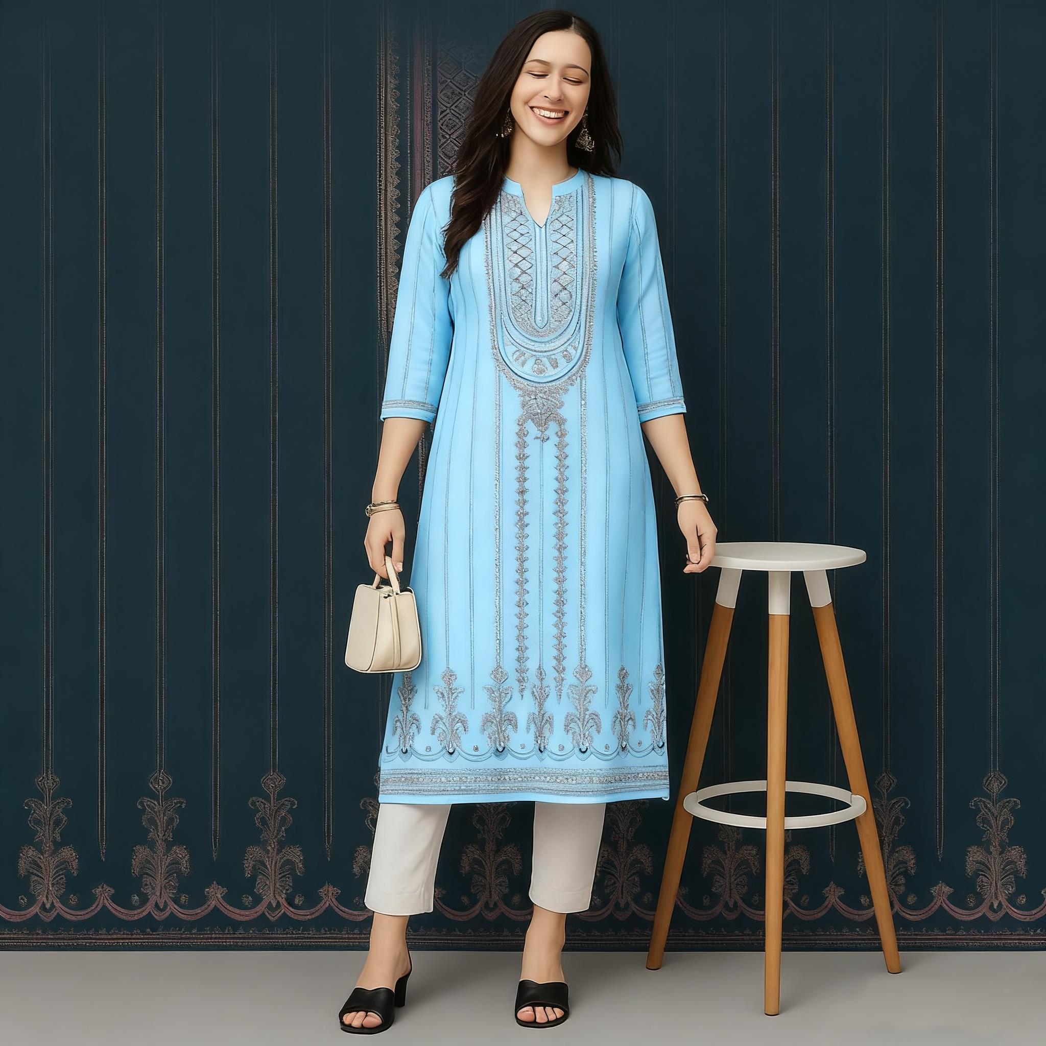 Musulman Kurtta femmes Robe de mode décontractée style National Tube droit décontracté ethnique fleur caftan marocain femmes Robe