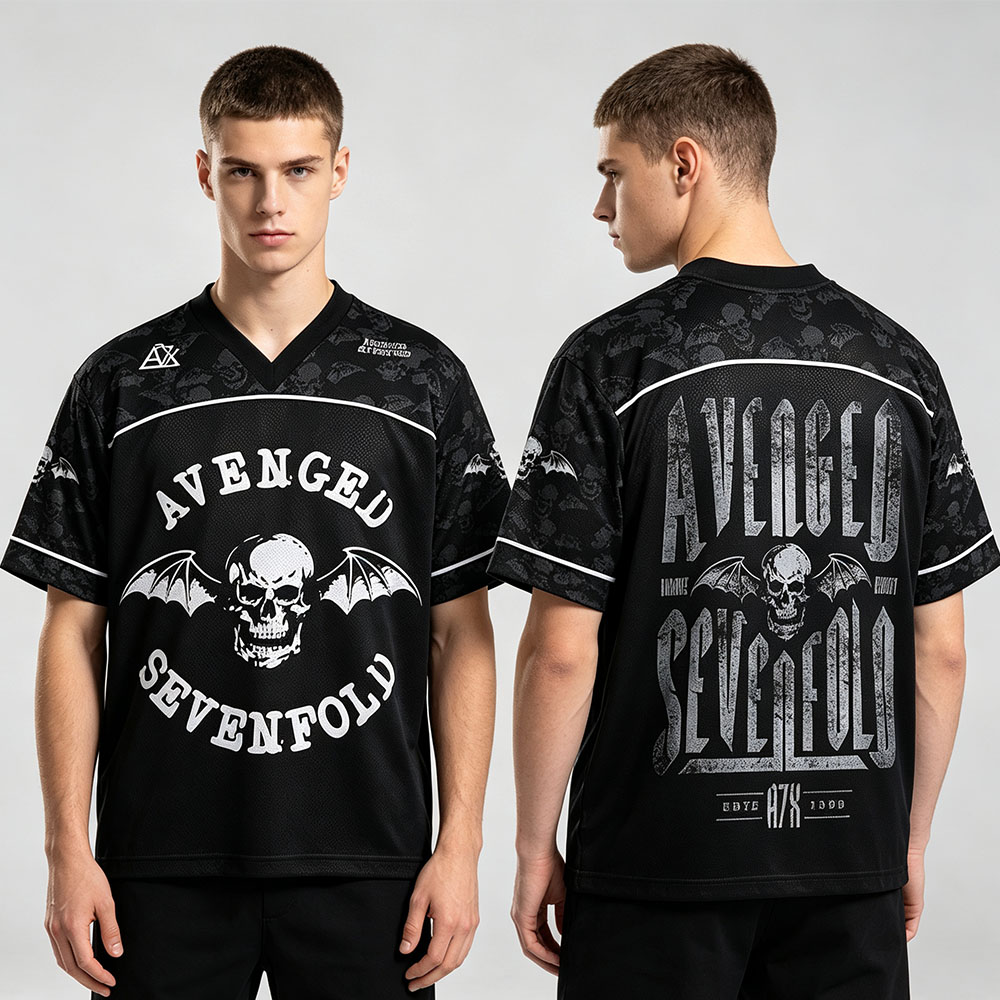 T-shirt vintage avec logo Avenged Sevenfold imprimé, respirant, séchage rapide, streetwear unisexe à col en V et manches courtes pour l'été.