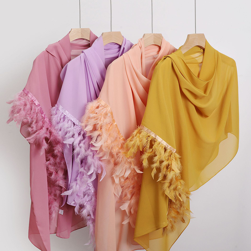 17 couleurs 70*175 cm nouvelle écharpe en mousseline de soie de couleur unie femmes musulmanes ventiler Hijab Wrap Ramadan Islam plume gland châle dame