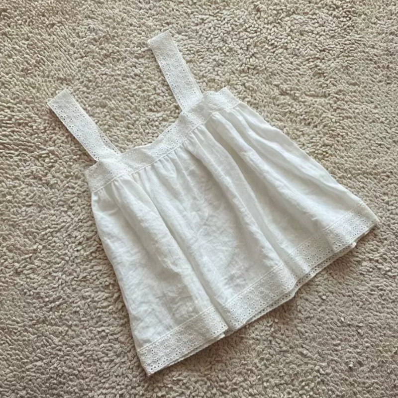 Camisole d'été en coton blanc pour femmes, débardeur décontracté style boho plage, nouveau