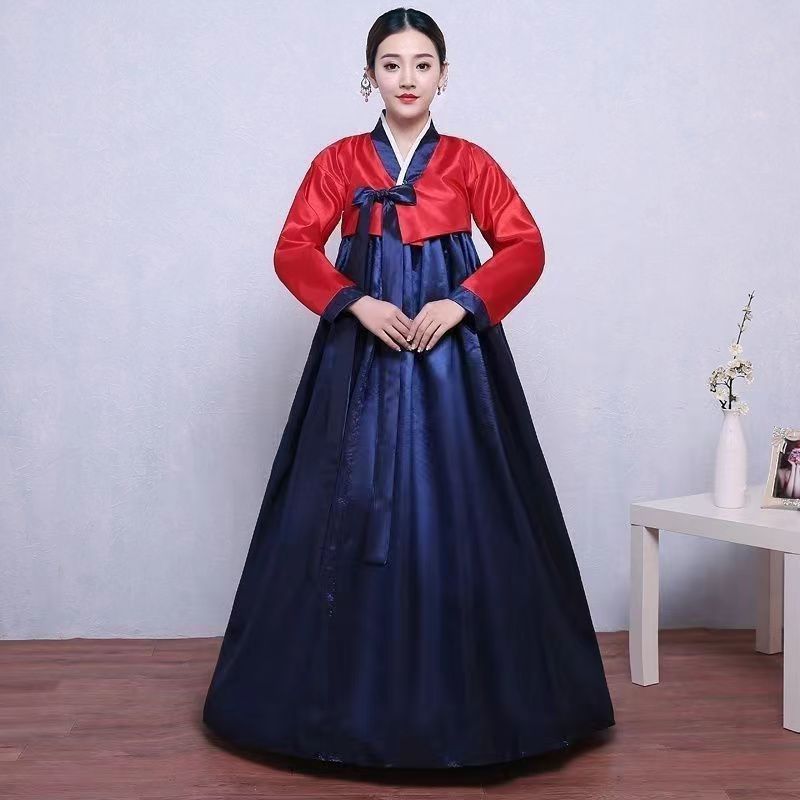 Hanbok traditionnel pour femmes, Costume coréen, vêtements de cour de spectacle de palais minoritaire, robe de danse pour fête de mariage, nouvel an, fleur