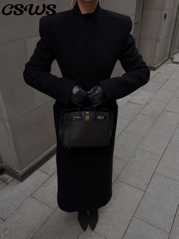 Manteau Long élégant pour femmes, col en v, couleur unie, Slim, simple boutonnage, taille fermée, veste dame, automne hiver 2021, Chic, Streetwear féminin