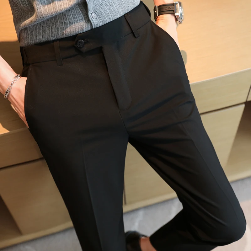 Pantalon slim imbibé pour hommes, surintendant de mariage formel, pantalon habillé décontracté, affaires sociales, mode de marque, printemps, grande taille, 44, 42, 40, 2024