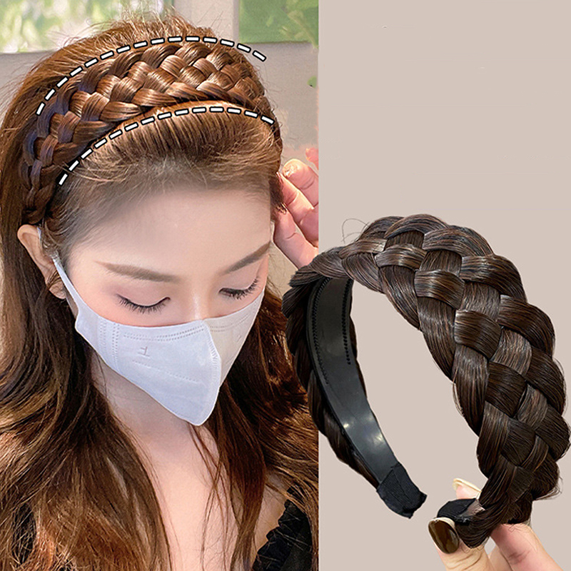 Nouveaux bandeaux larges torsadés pour femmes, bandeaux tressés en queue de poisson faits à la main, accessoires de coiffure, cadeau