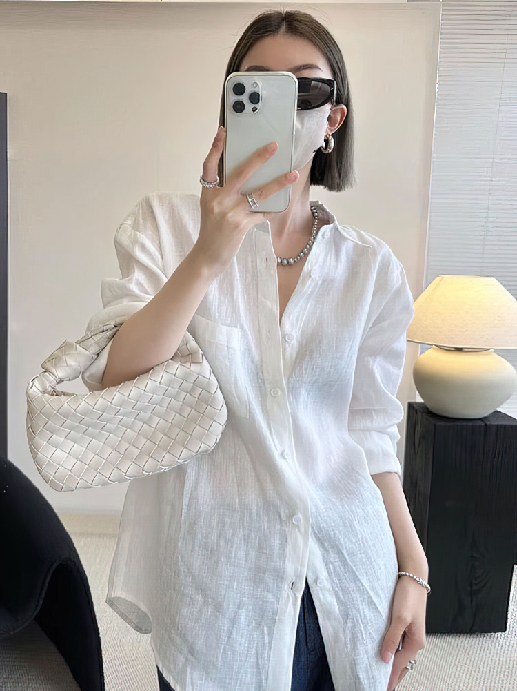 Chemise surdimensionnée en coton et lin à manches longues pour femmes, chemise longue blanche, printemps été, vêtements d'extérieur décontractés, haut basique, chemisier