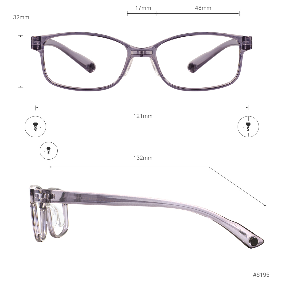 Petites lunettes rectangulaires TR90 pour hommes et femmes, monture en plastique transparent, verres pour contrevenants optiques, à la mode