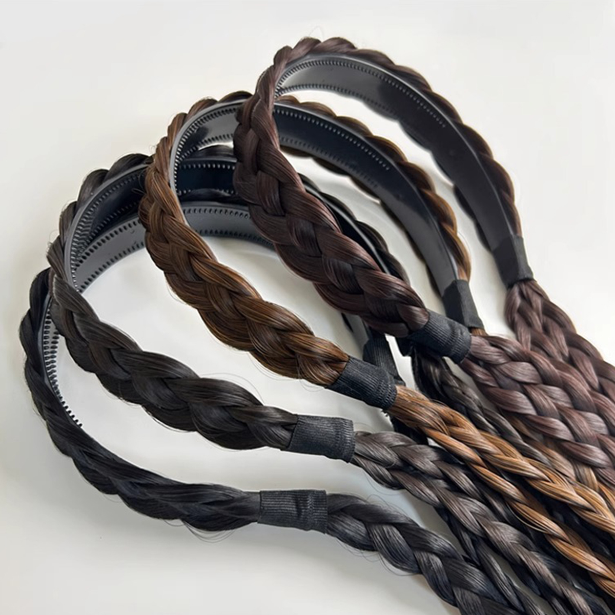 Queue de cheval tressée synthétique à double tresses, avec boucle élastique pour chignon, facile à porter et réglable