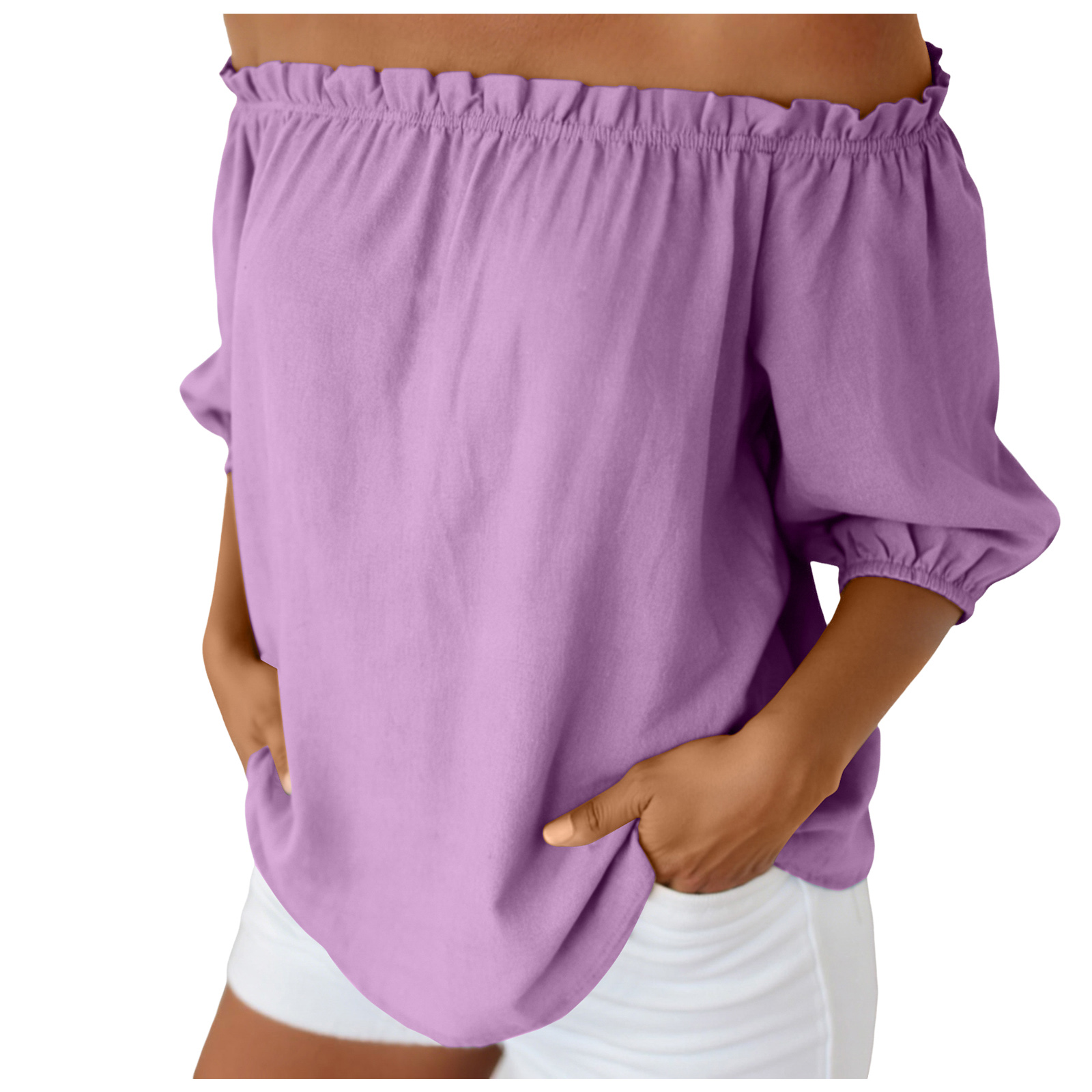 Hauts d'été pour femmes, en coton et lin, à épaules dénudées, coupe ample, style bohème, décontracté, pour le quotidien, Blusa Feminina