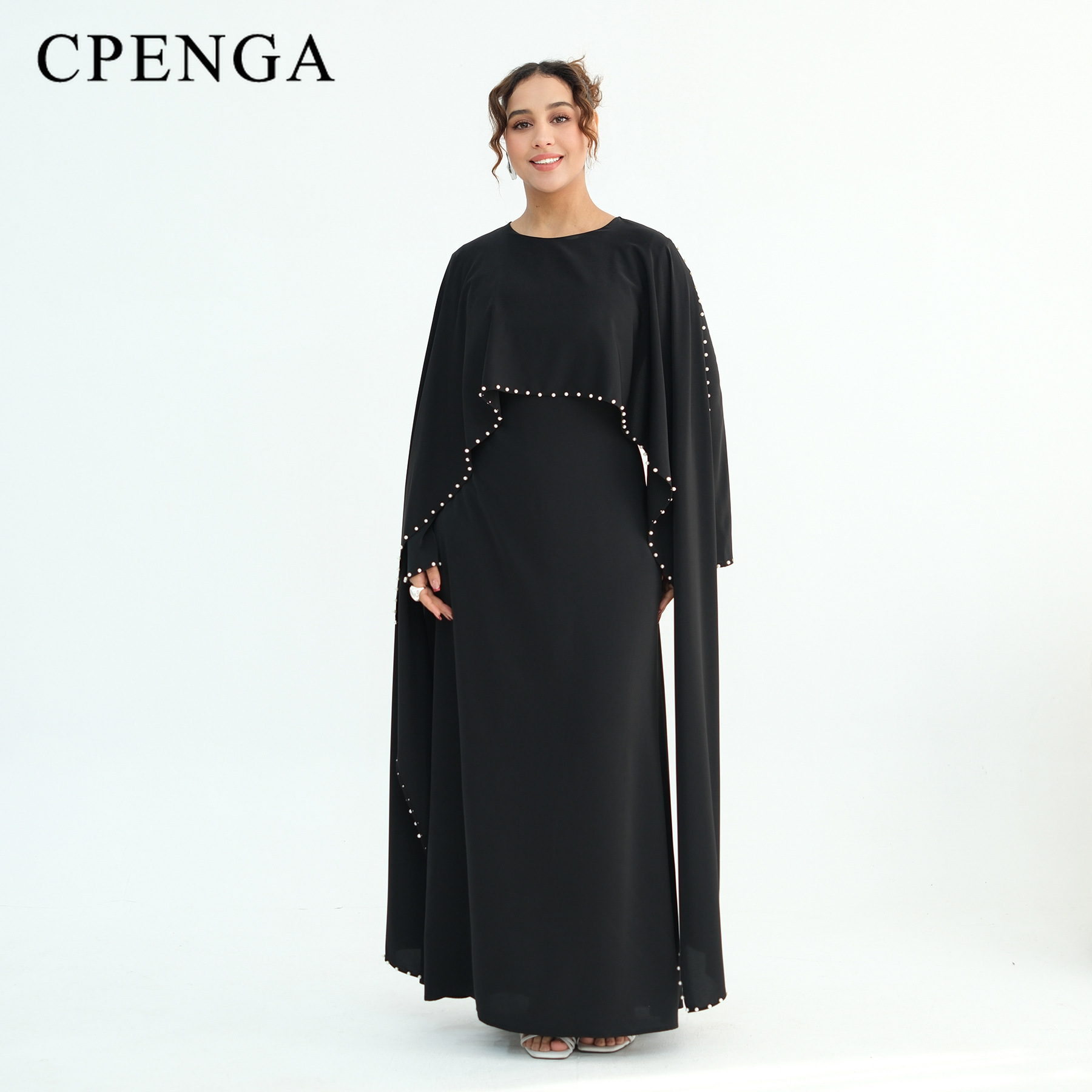 Abaya de luxe de Dubaï, châle élégant perlé, kaftan cintré à la taille, robe traditionnelle musulmane pour femme, robe longue à manches longues, tenue de l'Aïd